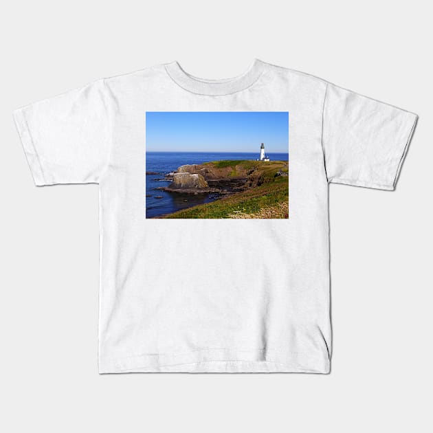 Yaquina Head Lighthouse Kids T-Shirt by DeniseBruchmanPhotography